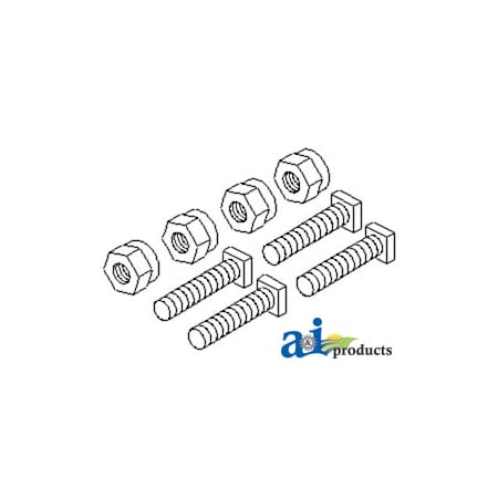 A & I Products Battery Bolts & Nuts, Square Head, 5/16" (4 Pk) 1.75" x4" x1.75" A-26A1-C